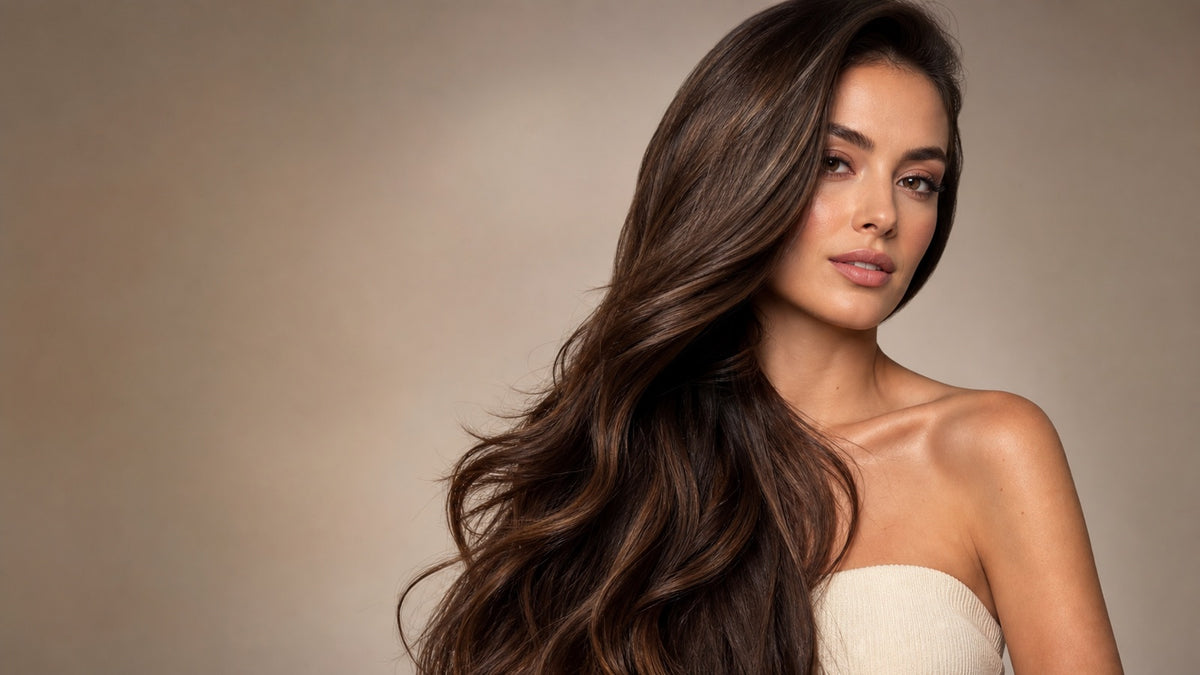 Woman with long full glossy hair from i-tip micro-link extensions — Prarvi