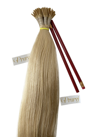 Prarvi Hair Platinum Blonde Natural Straight Micro Tips