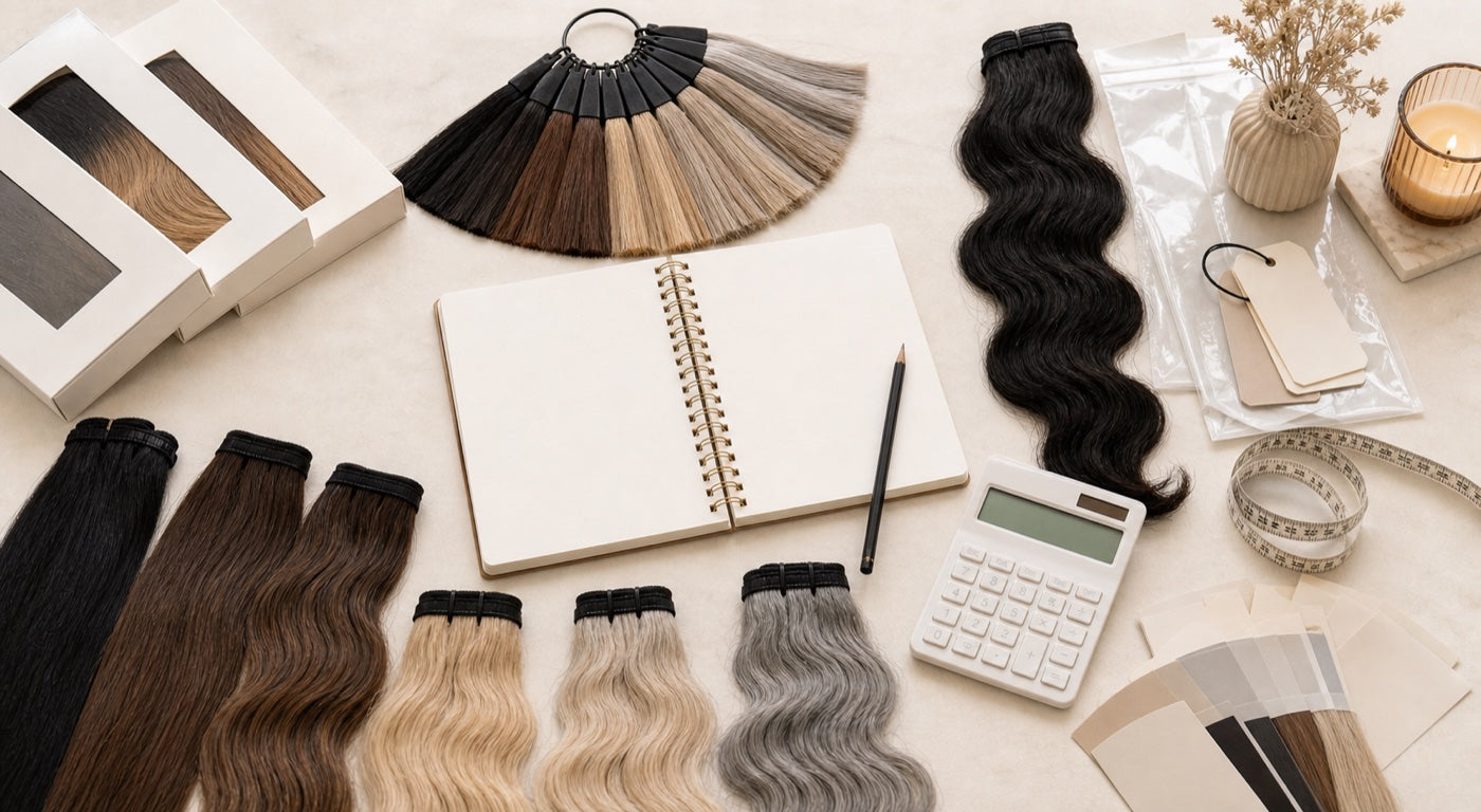 Wholesale planning notebook with human hair samples for product selection
