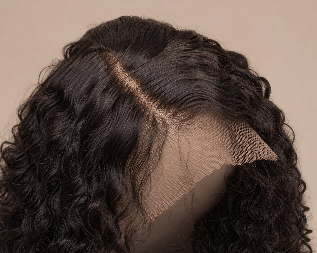 Lace-front hairline and cap construction detail