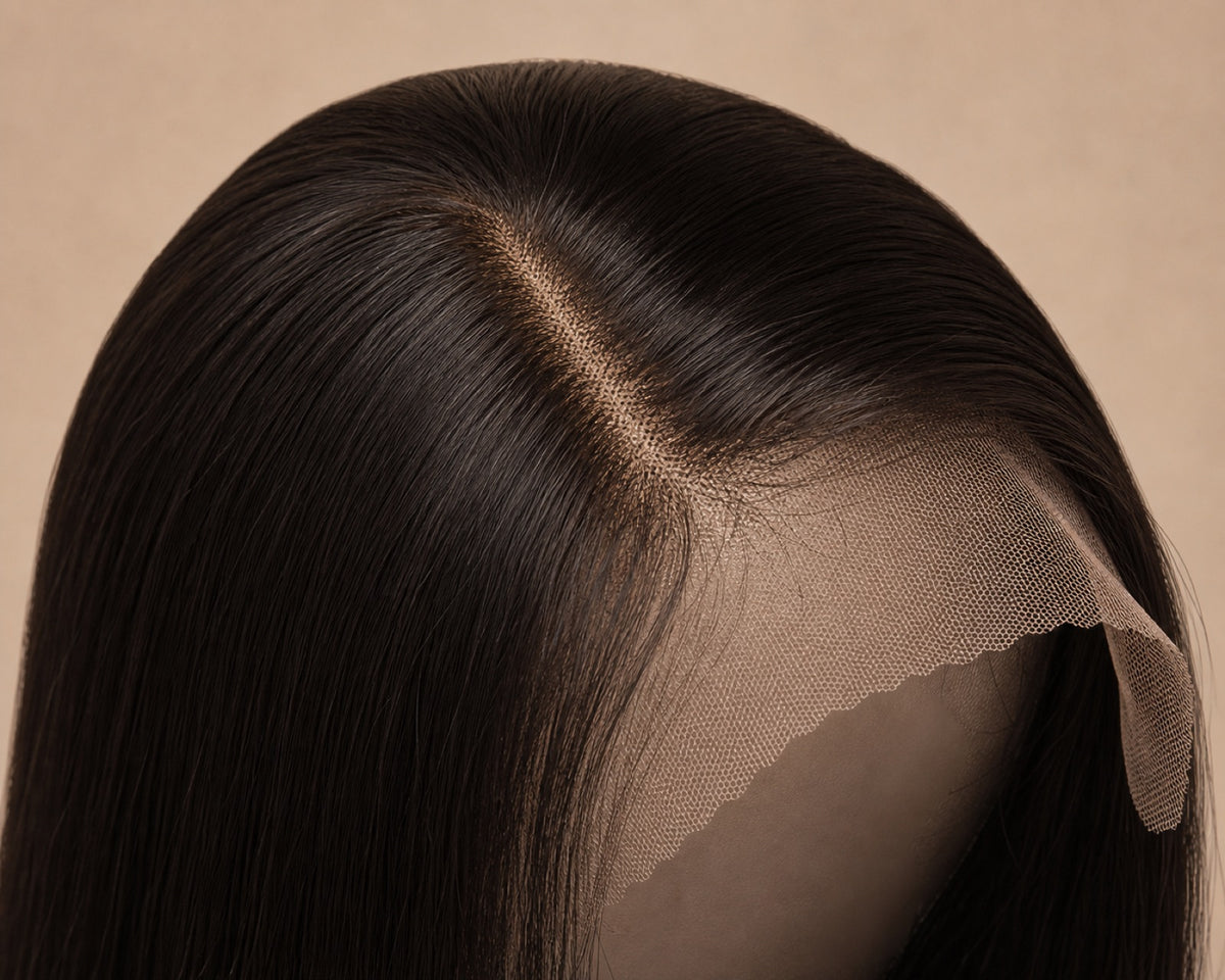 Lace-front hairline and cap construction detail
