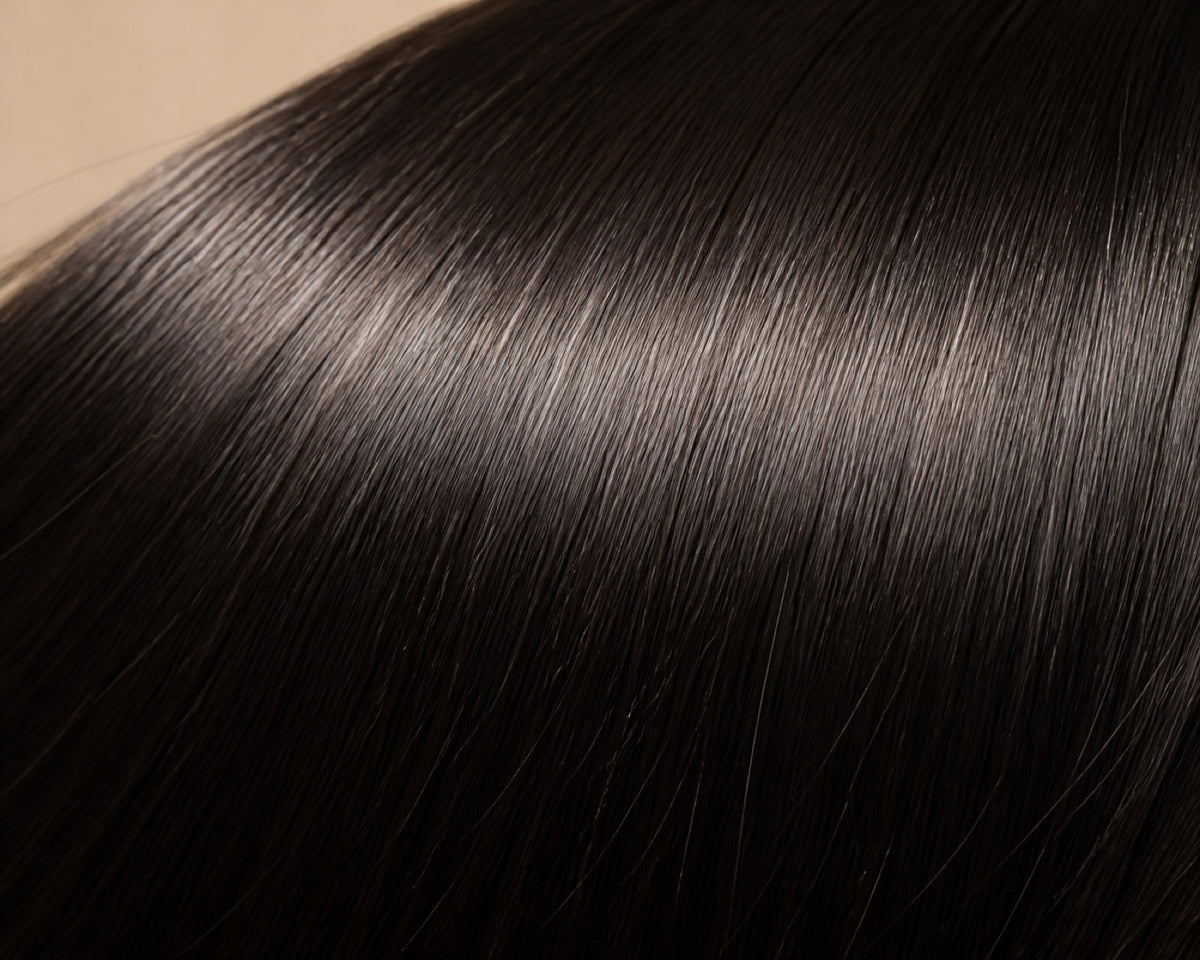 Close-up macro of the hair texture, pattern and shine