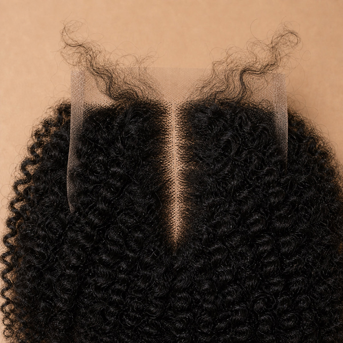 Swiss lace base showing parting and hand-tied knots