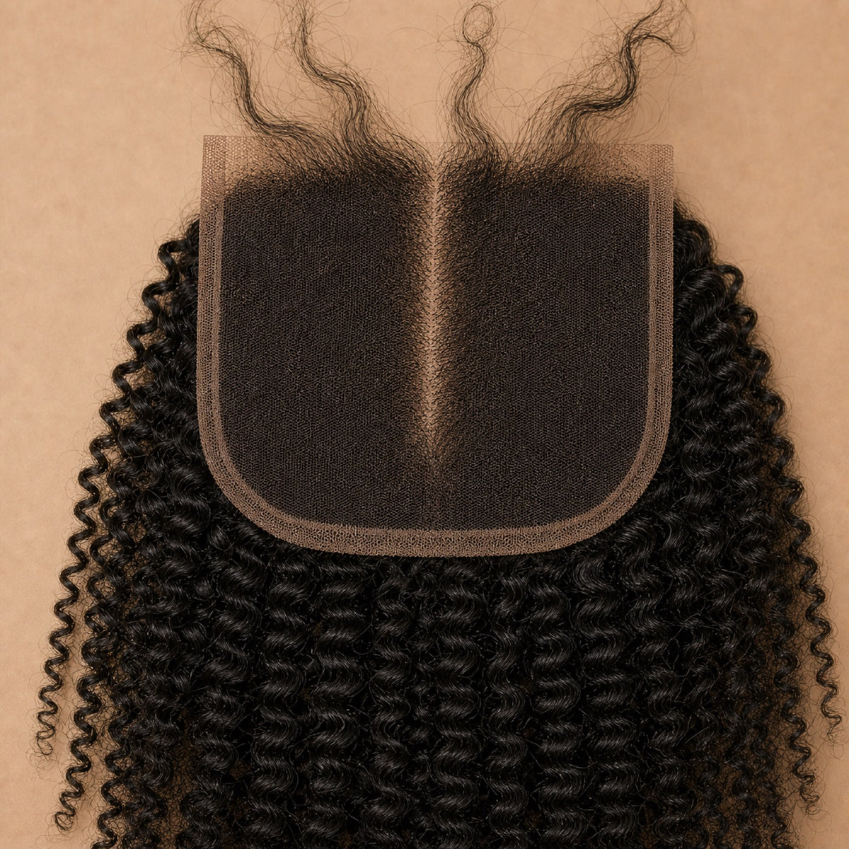 Swiss lace base showing parting and hand-tied knots