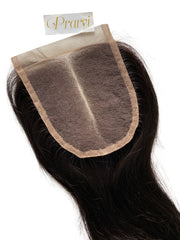 Fix Parting Silk Base Natural Wave Lace Closure, hand-knotted, with a natural wave texture made from 100% Virgin Remy hair