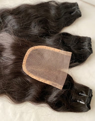 Bundle Deal on Jet Black Virgin Temple Hair Weft and Closure - Prarvi Hair