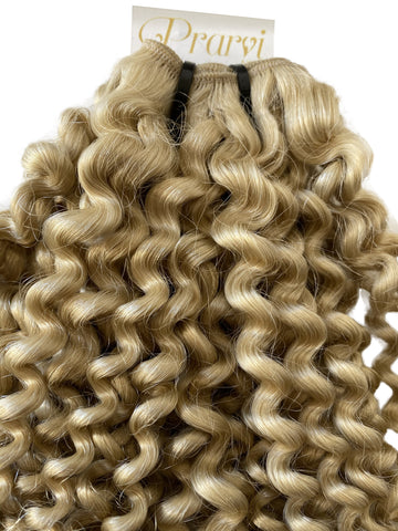 Platinum Blonde Kinky Curl Weft - Prarvi Hair