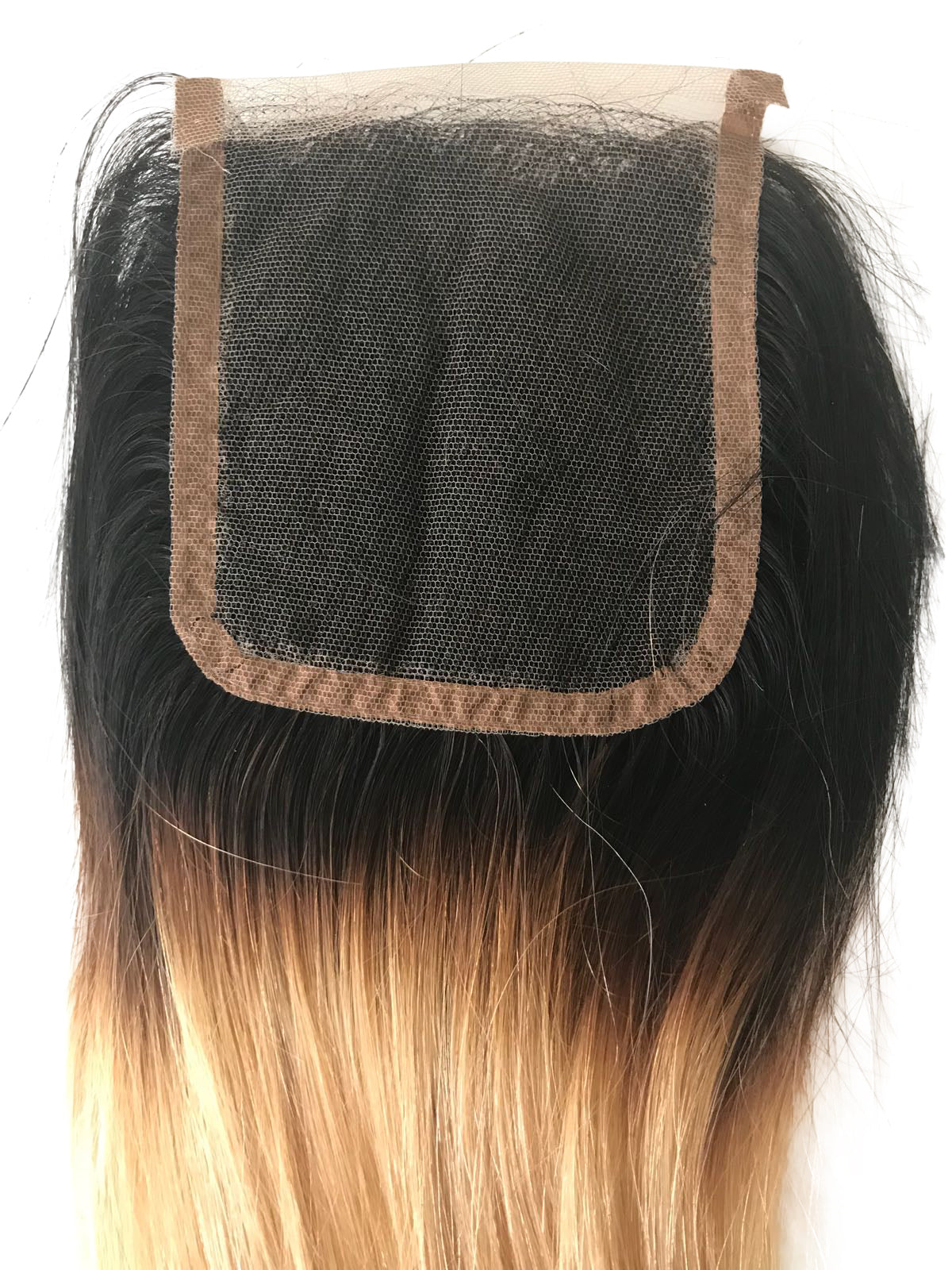 Ombre Closure (Natural Black/1B-Ash Blonde/ Honey Blonde/ #27) - Prarvi Hair