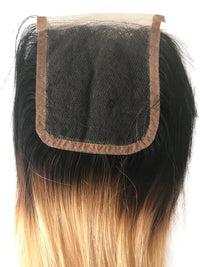 Ombre Closure (Natural Black/1B-Ash Blonde/ Honey Blonde/ #27) - Prarvi Hair