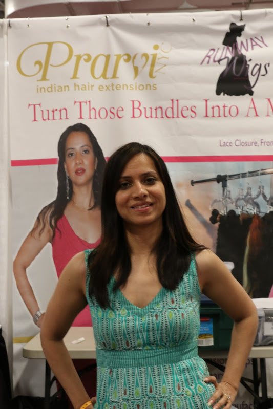 Prarvi founder Preeti Gupta at the Prarvi NYC hair extensions booth