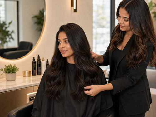 Natural wave hair consultation with an Indian client