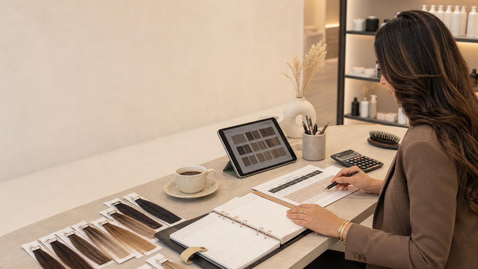 Salon professional order planning desk