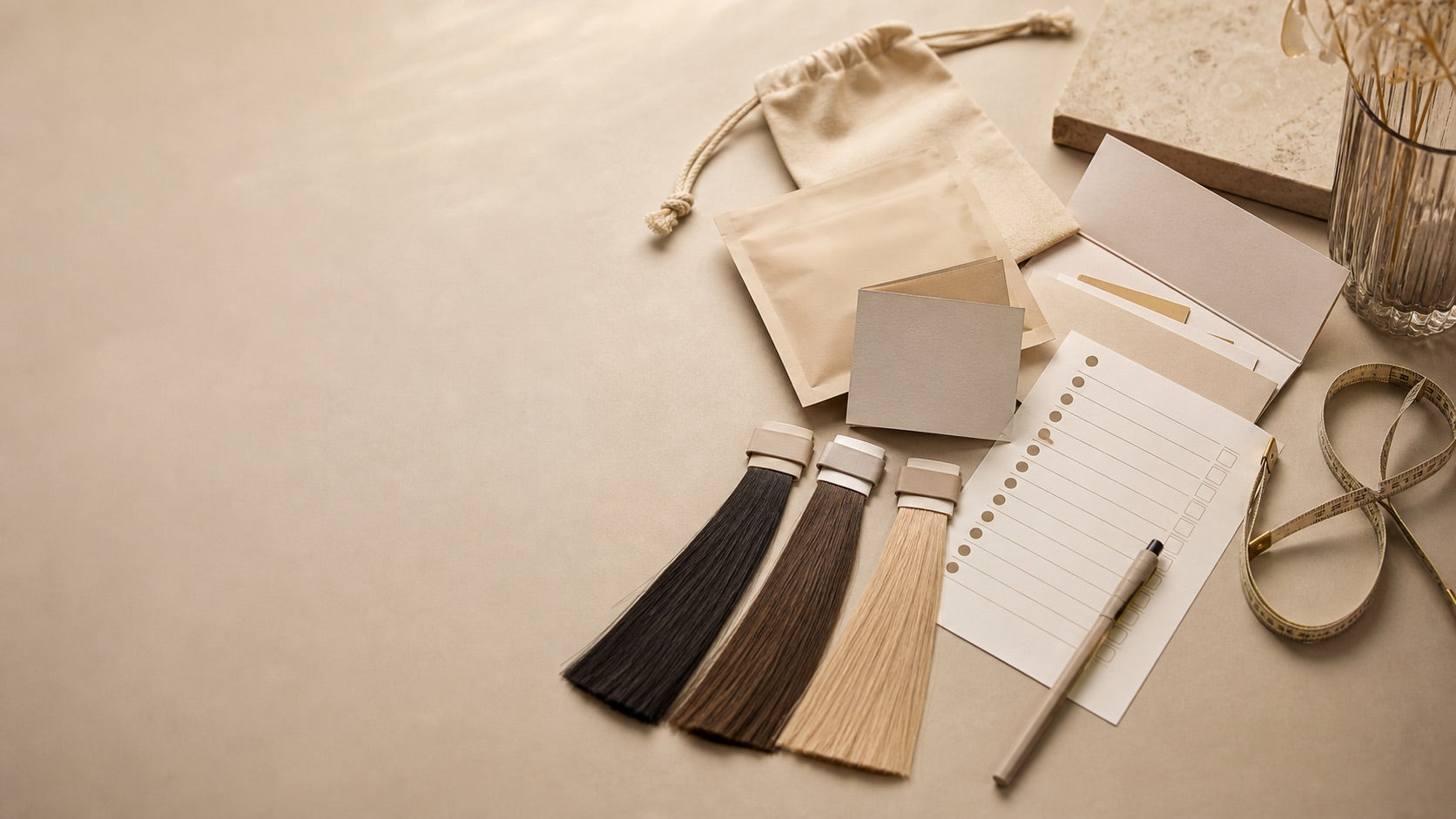 Hair sample planning scene for proof before purchase